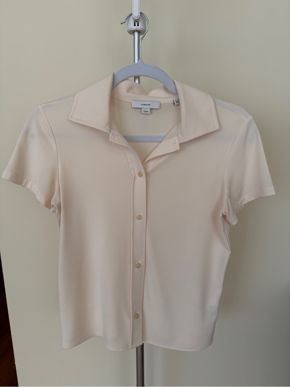 Vince Cream Short-Sleeve Button Down Polo Shirt